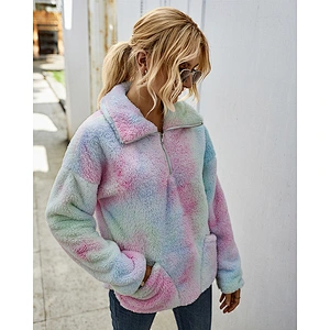 New style for women sweaters tie-dyed half zipper jumper women winter pullover sweaters mujer