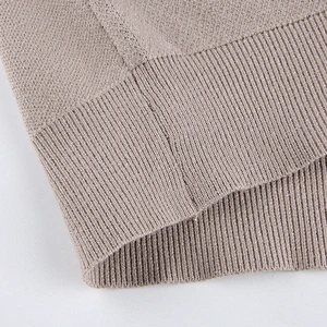 Loose thin long sleeve blouse rhombus autumn print brown chunky knit women's sweater