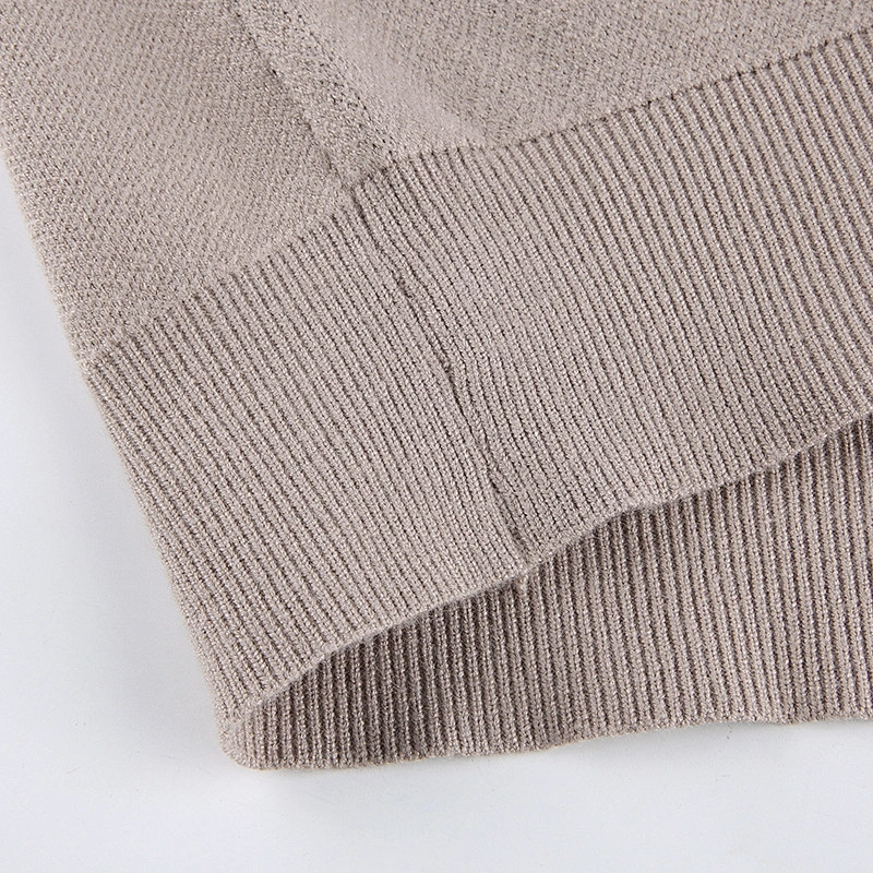 Loose thin long sleeve blouse rhombus autumn print brown chunky knit women's sweater