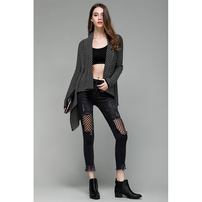 Women's 100% cotton mid-length knitwear cardigan casual fashion sweaters