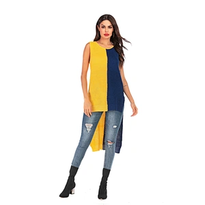 Short front and back long pullover sweater sleeveless bottoming knitwear vest