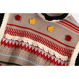 Flower-shaped Texture pullover knitted sweater crop top cable custom cotton knit sweater