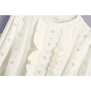 Winter Long Sleeve Knit Sweater Pullover Casual Knitwear Girl Crop Tops Blouse