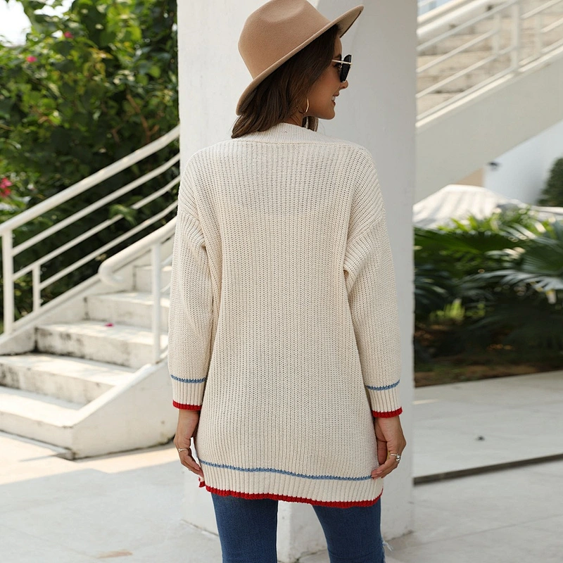 Single-breasted large pocket knitwear jacket fall women casual cardigan sweaters