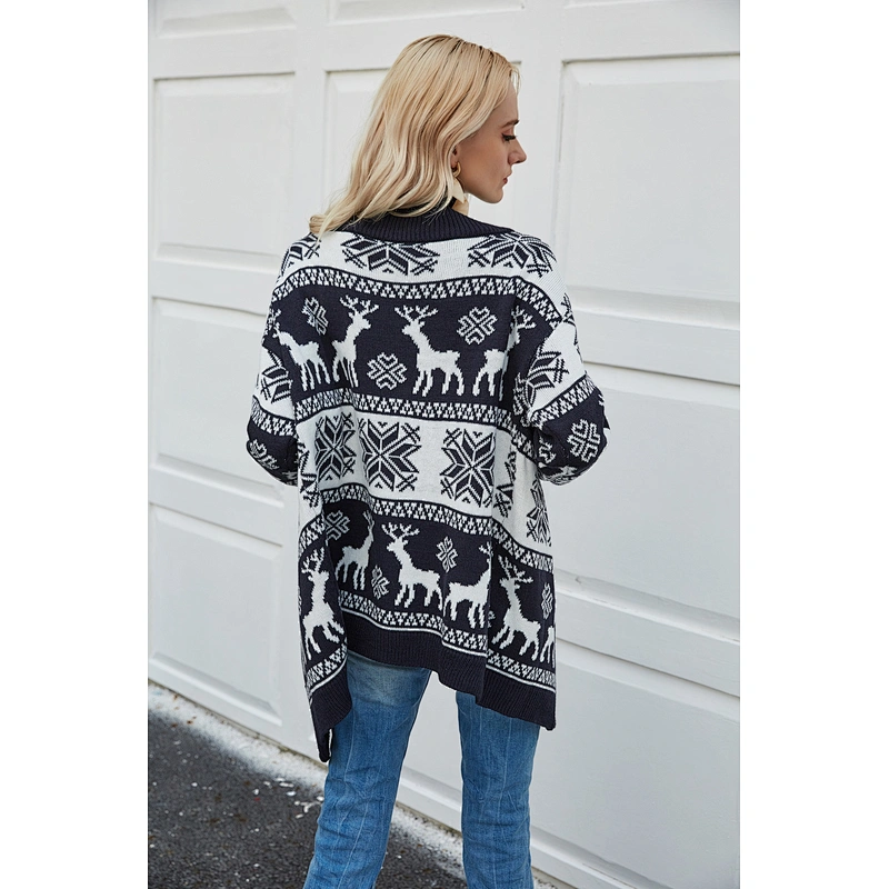 Autumn jacket women Christmas clothes deer pattern knitted cardigan sweaters