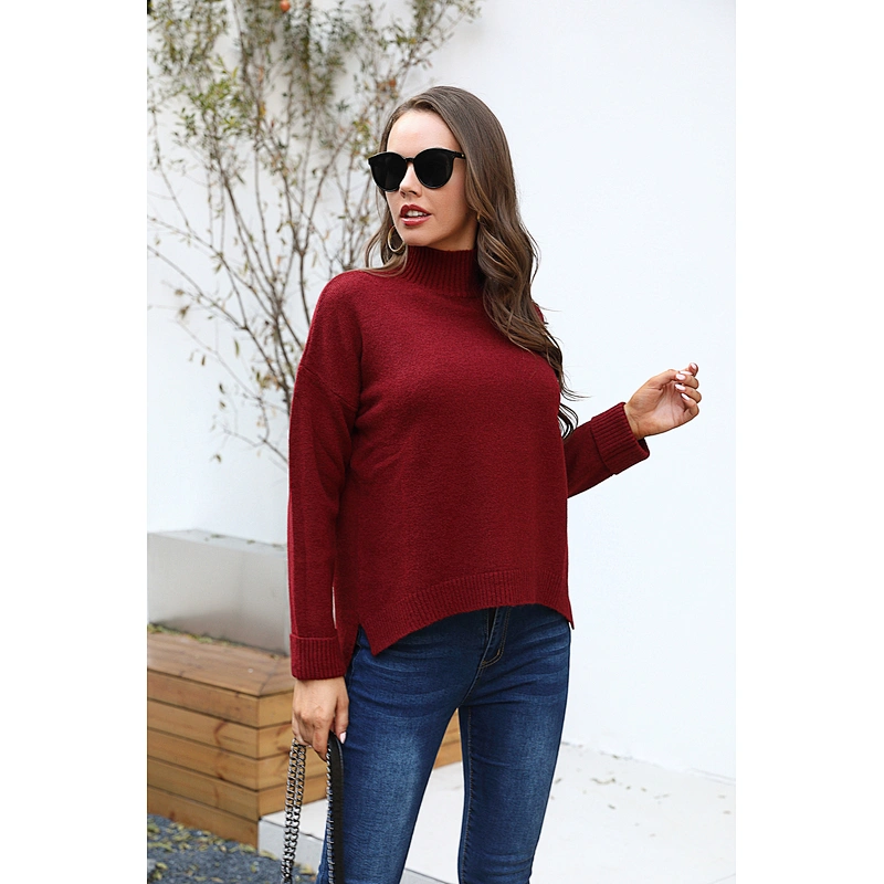 Turtleneck knitwear warm fall long sleeve teenager women stylish pullover sweaters In stock