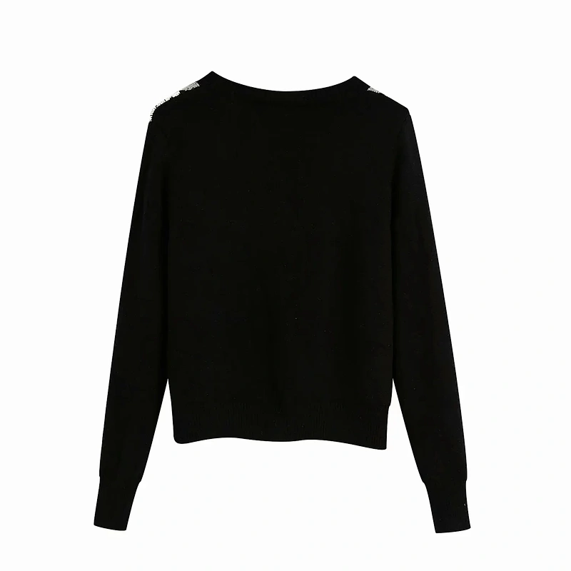 Women Cardigan Vintage Stylish Geometric Pattern Outerwear Fashion Long Sleeve Short Knitted Sweaters