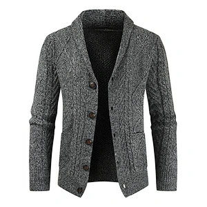 Trendy chain link knit cardigan men's fashion loose coat sweater
