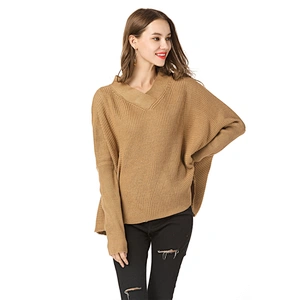 V-neck pullover knitwear plus size apparel women fashion loose sweater