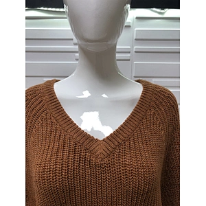 V Neck Fashion Clothes Women Pullover Sweater Casual Knitwear