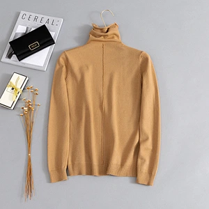 Autumn mid to heavy-gauge knitwear high neck slouchy pullover cosy women sweaters