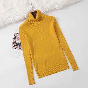 Winter core-spun yarn pullover roll-neck knitwear 12GG long sleeve women sweater
