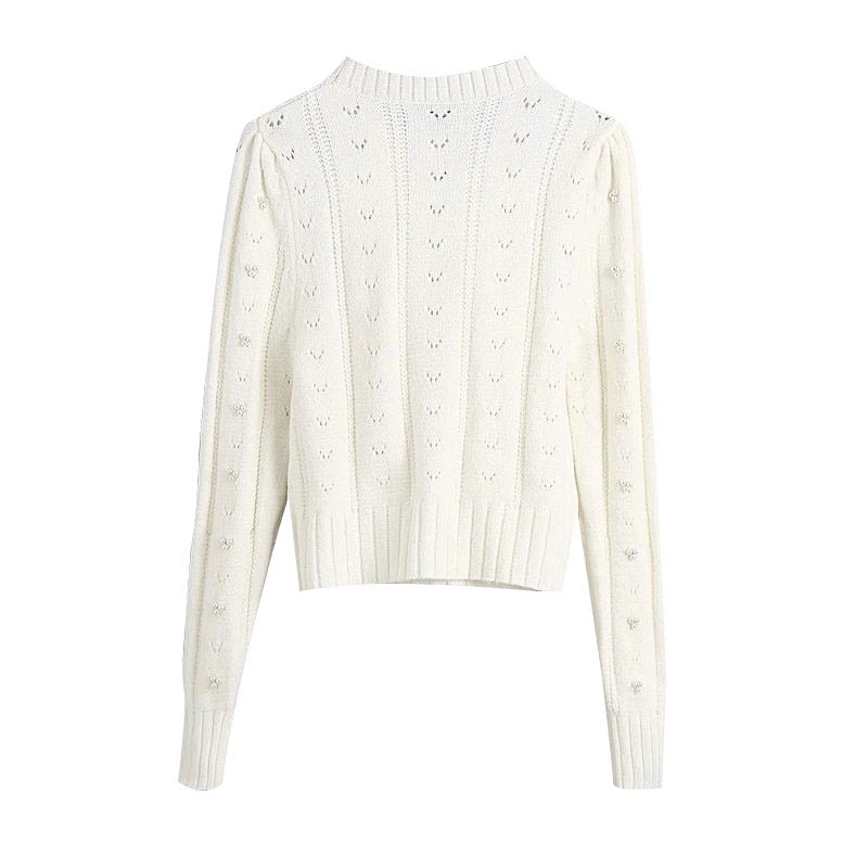 Winter Long Sleeve Knit Sweater Pullover Casual Knitwear Girl Crop Tops Blouse
