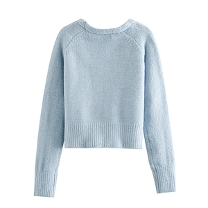 Floral Embroidered Knitted Women Cardigan Sweater V Neck Female Girl Cadigant Tops