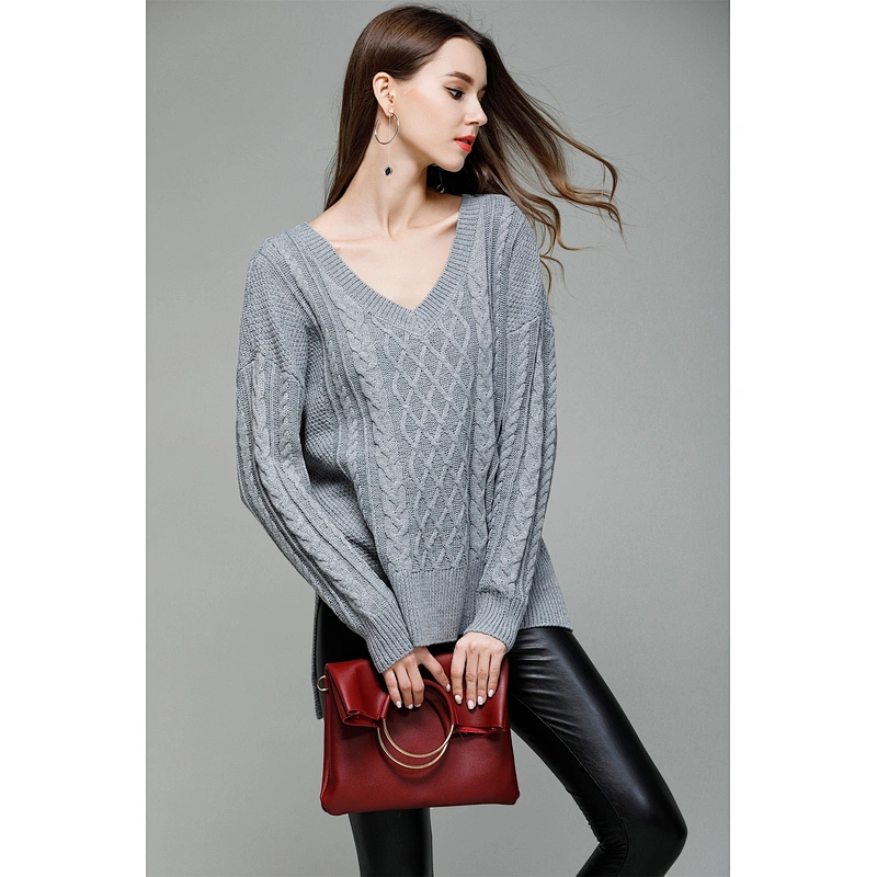 Pullover women clothing sexy v-neck fashion knitwear ladies casual sweaters