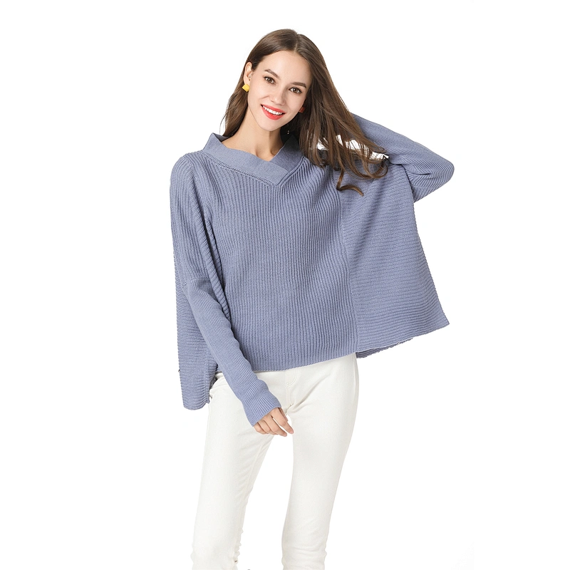 V-neck pullover knitwear plus size apparel women fashion loose sweater