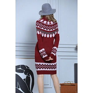 Heavy-gauge rolled-up styling women clothing oversized christmas sweater dress