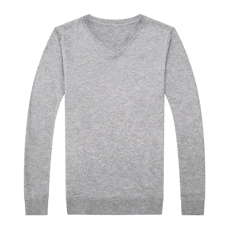 Men Spring Autumn V Neck Knitwear Sweater Soft Cotton Wool Mens Pullover Pure Color men basic Sweaters