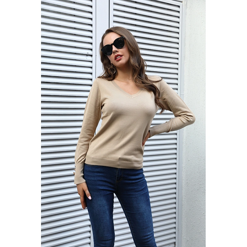 Ladies clothes turtleneck fashion new oversized knit pullover sweater v-neck women sweaters casual knitwear stock products