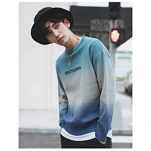Fashion knitwear man manufacturers blue round neck sweater for winter men pullover sweater