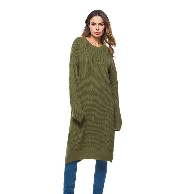 Long sleeve knitwear loose long sweater winter fashion casual dress