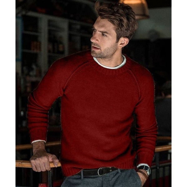 Wholesale Top Brand Concise Style Apparel Causal Mens Oversized Luxury Warm Crewneck Knitted Pullover Sweater Plain
