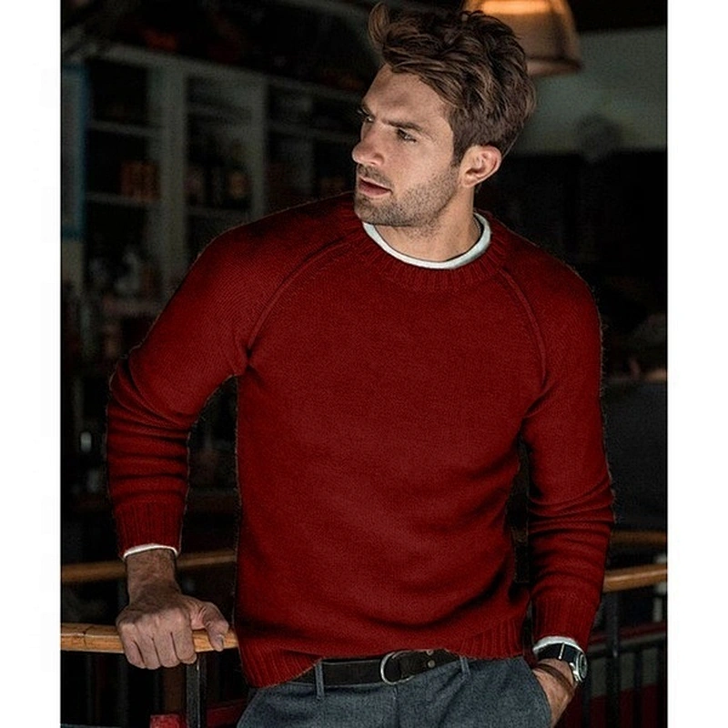 Wholesale Top Brand Concise Style Apparel Causal Mens Oversized Luxury Warm Crewneck Knitted Pullover Sweater Plain