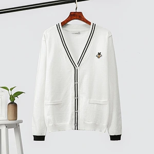 Embroidered Thick Knit Jacket button-through cardigan oversized coatigan sweaters