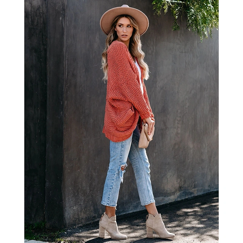 Explosive cardigan fashion clothes women large size thick stitch sweater coat