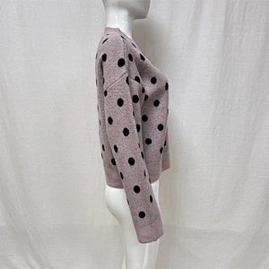 Winter long-sleeved polka-dot jacquard knitted sweater for ladies
