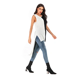 Short front and back long pullover sweater sleeveless bottoming knitwear vest