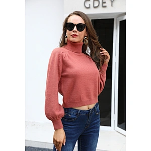 Wholesale Fall clothing for women turtleneck sweaters pullover lantern sleeves sweater