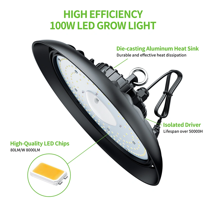 100W Led Grow Light Highbay Round Shape For Indoor Plant Grow