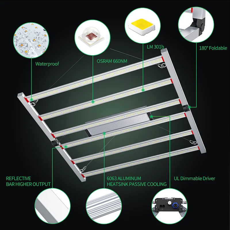 Foldable LED Grow Light Bar New IP65 680W Dimmable Waterproof Full Spectrum LED Grow Bar