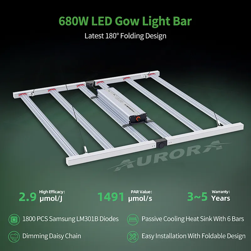 Foldable LED Grow Light Bar New IP65 680W Dimmable Waterproof Full Spectrum LED Grow Bar