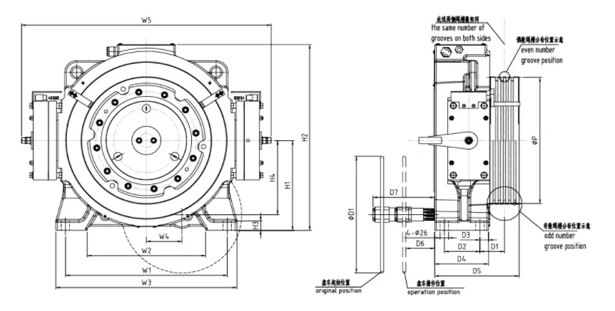 WJC-A Series TRACTION Machines SPECIFICATION DRAWING