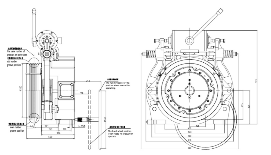 kds elevator traction WTY1 SWTY1 drawing
