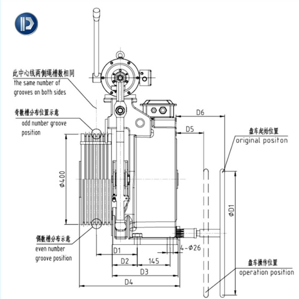 ЧЕРТЕЖИ ЛЕБЕДКИ ЛИФТА KDS WTY1(400MM Шкив) 