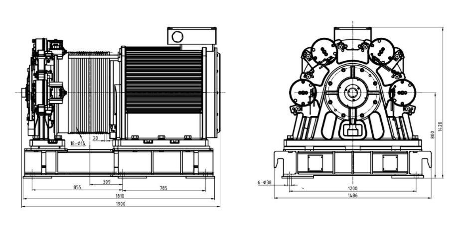 WH Series Machines Тяговая машина чертеж