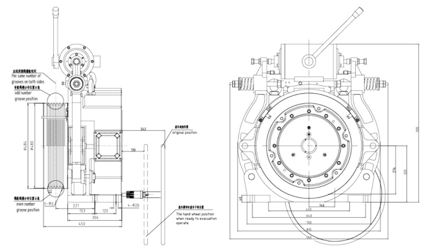 WTY1 SWTY1(480MM Sheave)Series Machines Тяговая машина чертеж