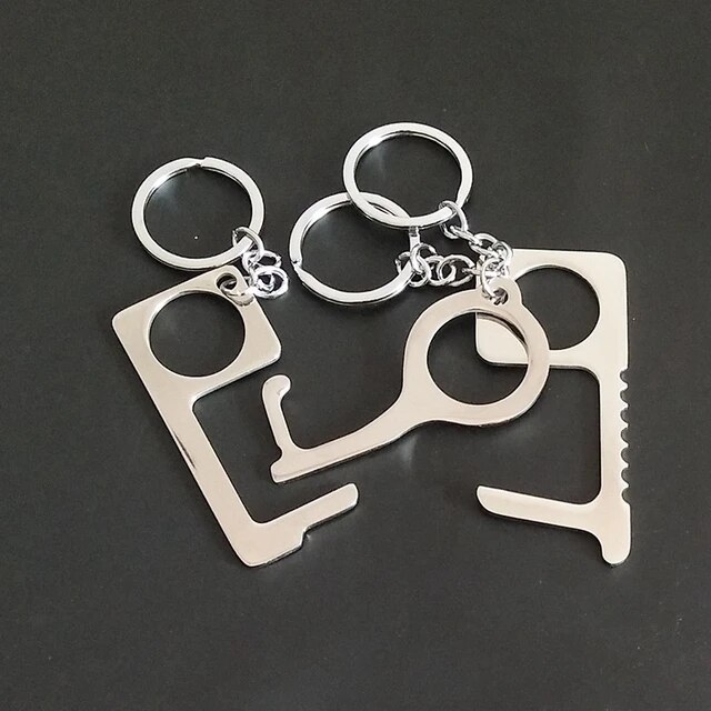 Touchless keychain pressing elevator button Multi-function keychain