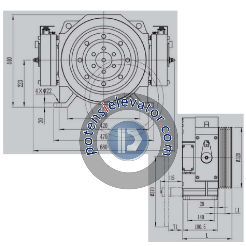 Gearless Traction Machine MCK100 For MONADRIVE | MONADRIVE Traction Machine