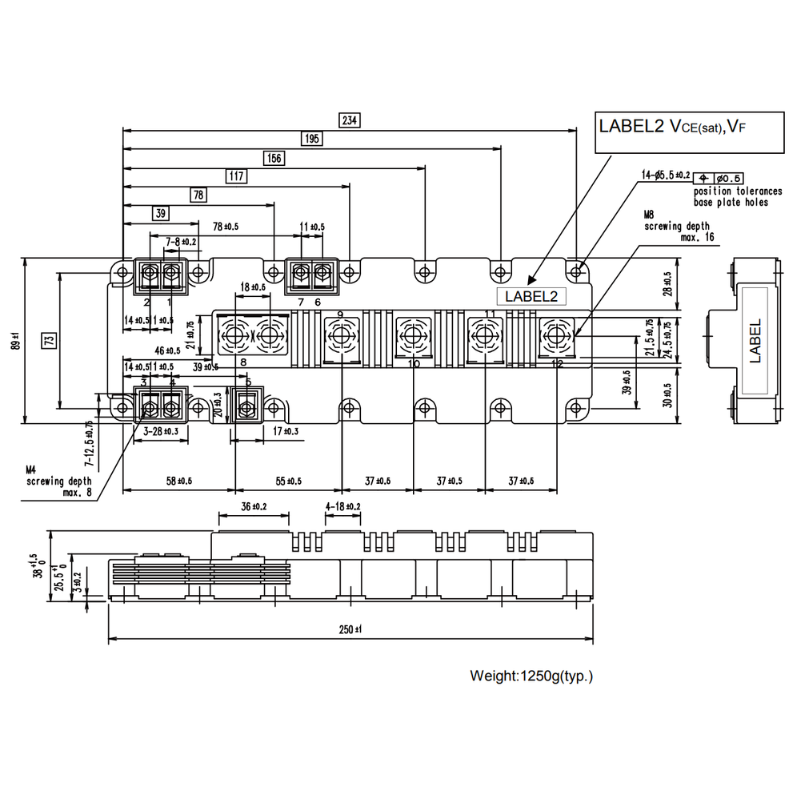 2MBI1400VXB-120P-54 Outline Drawings
