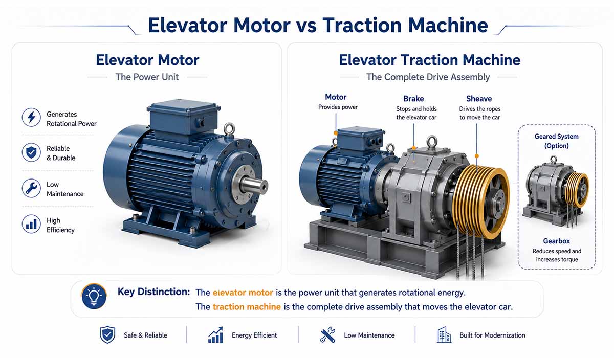 Elevator Motor vs Elevator Traction Motor