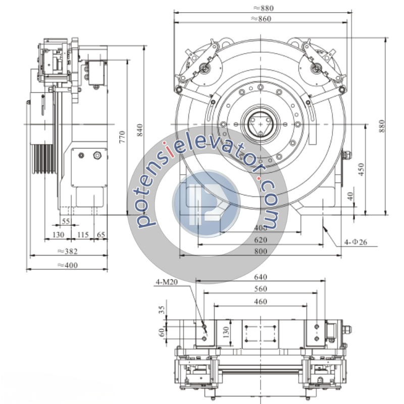 Lift Traction Motor GTW5A For TORIN | Gearless Traction Machine