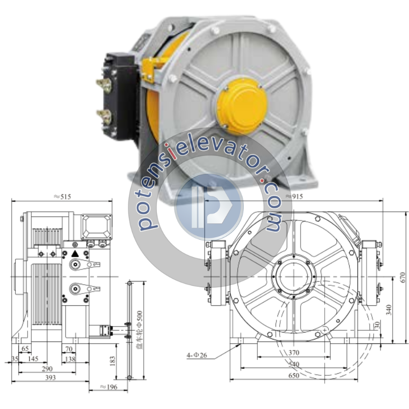 Elevator Traction Motor GTW10 For TORIN | Gearless Traction Machine