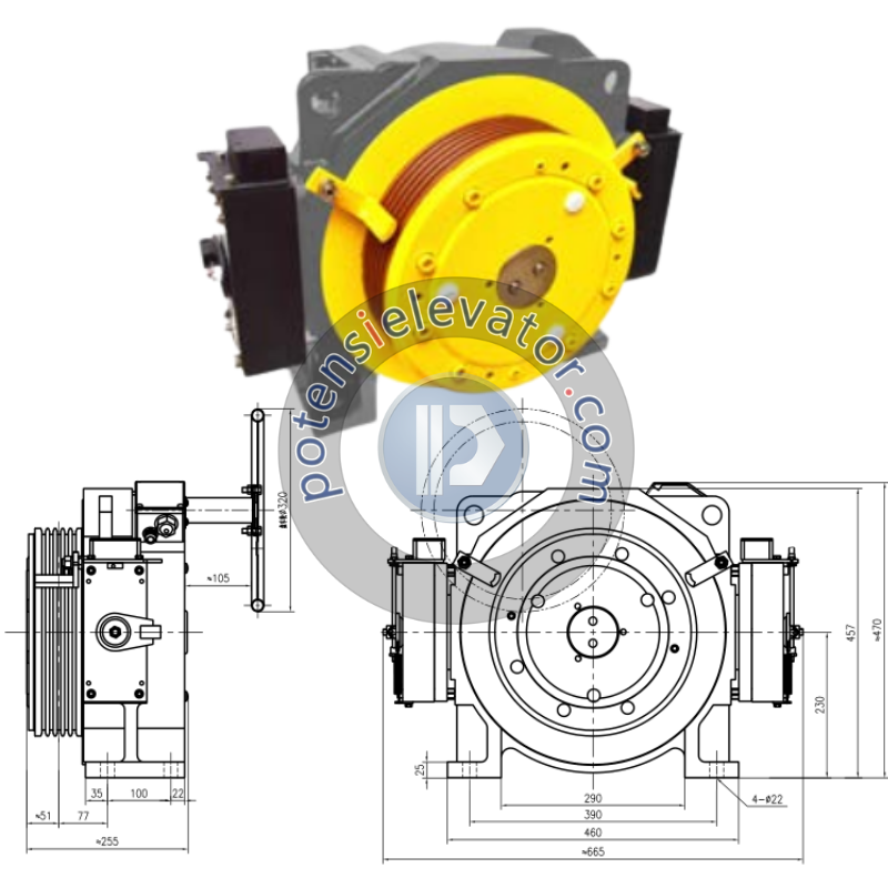 Elevator Traction Motor GTW7A For TORIN | Gearless Traction Machine