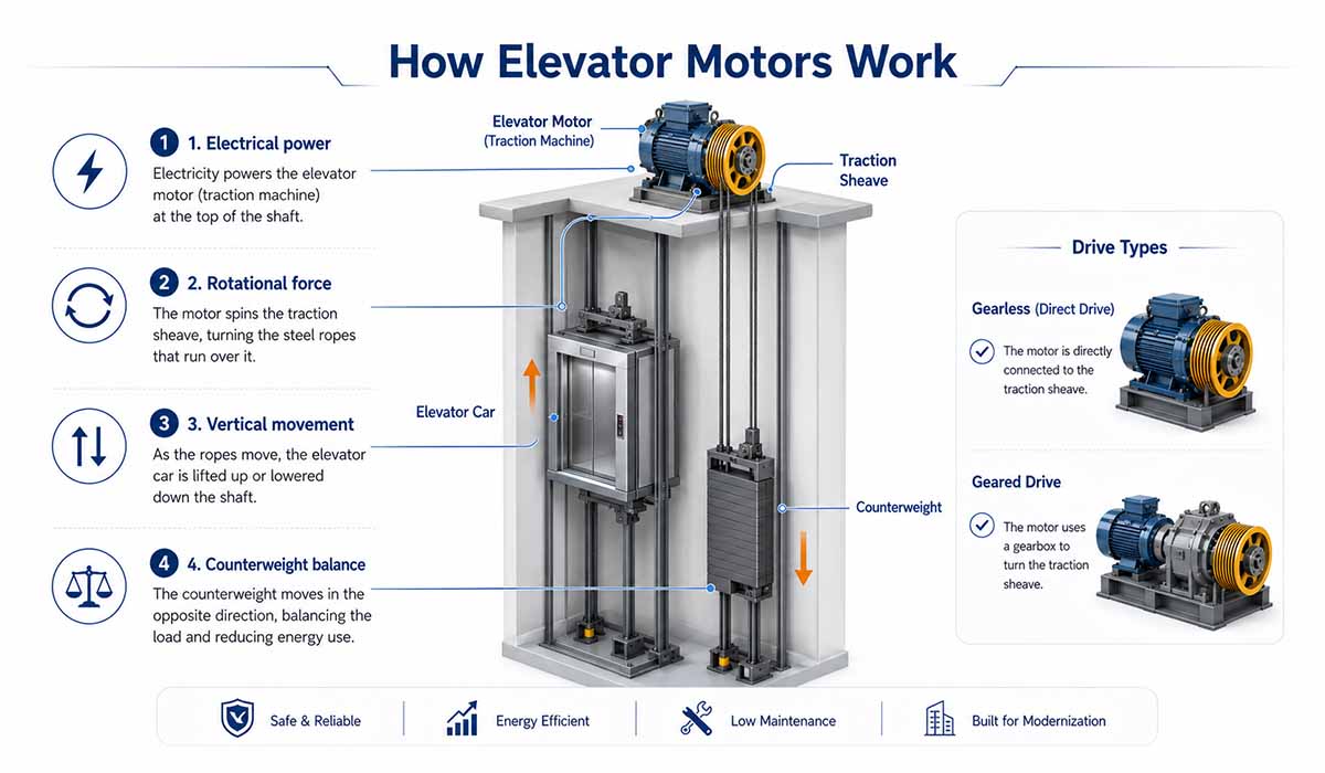 Elevator Motor Working Principle