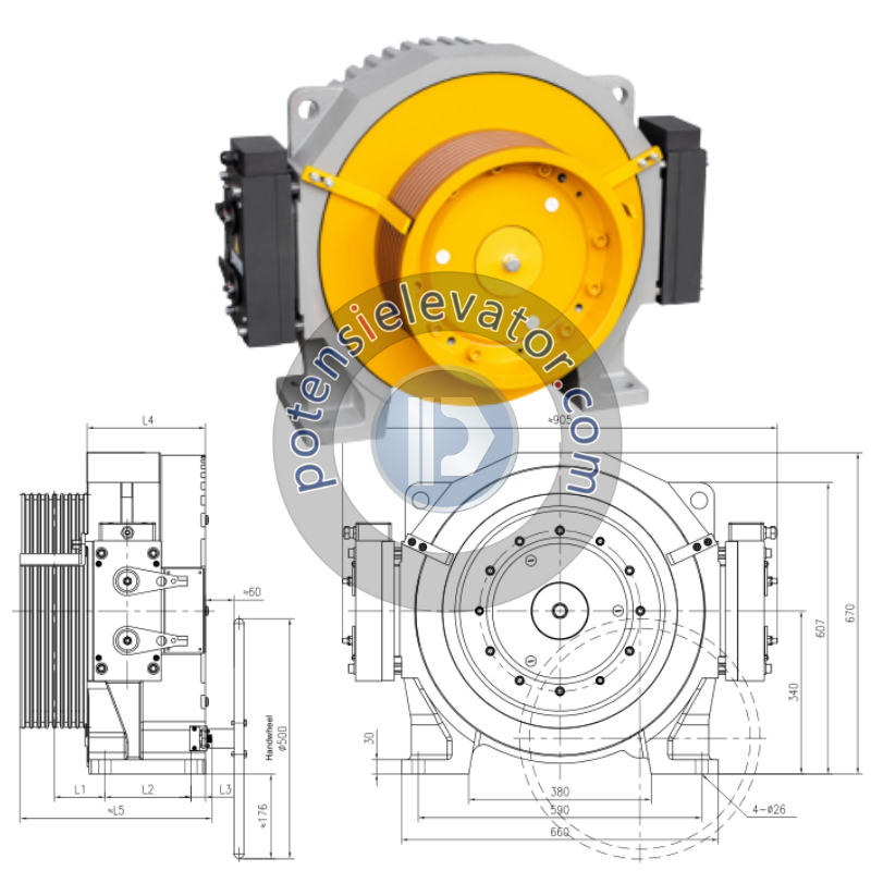 Gearless Traction Machine GTW10X For TORIN | Elevator Hoist Machine