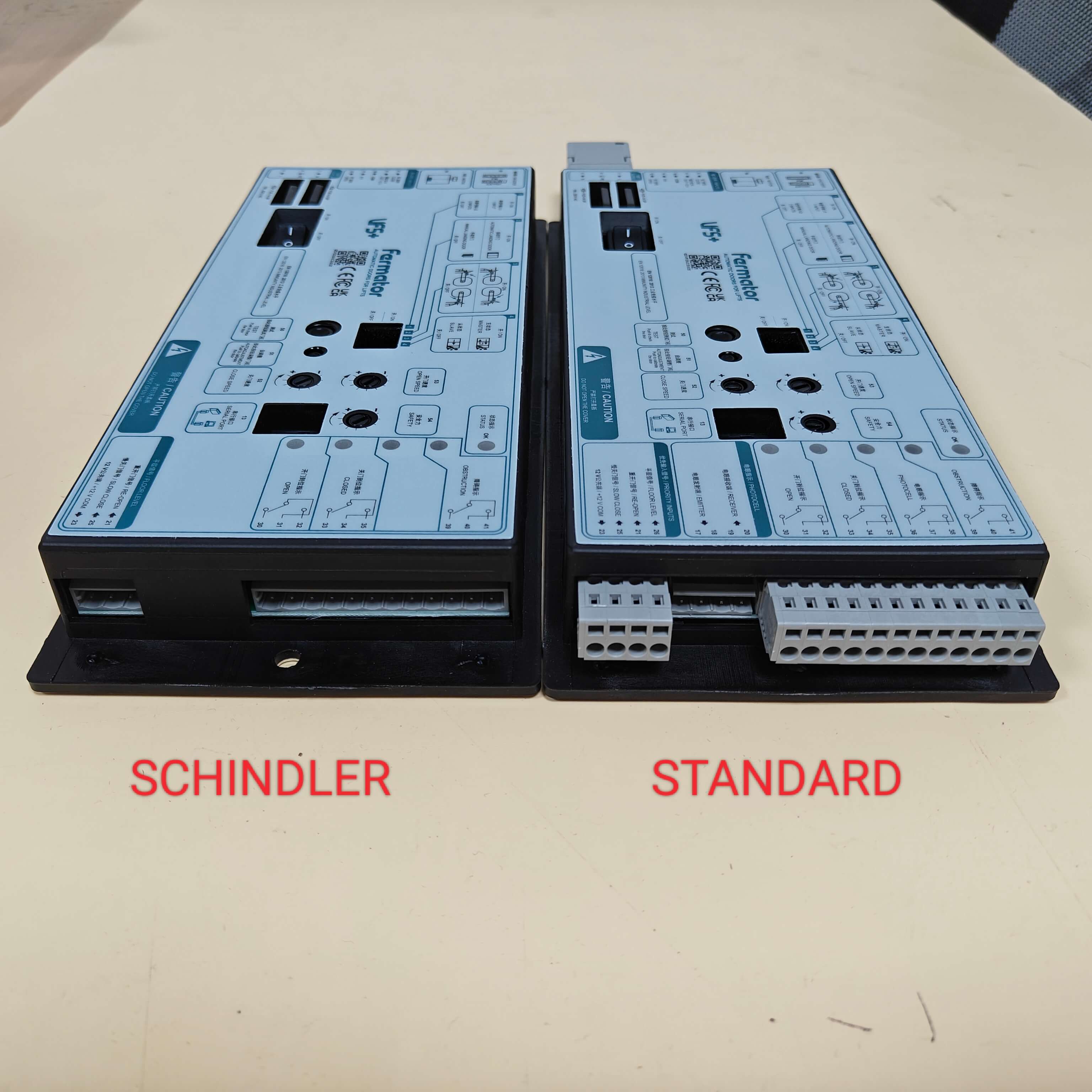 Differences between Schindler type door drive VF5+ and standard VF5+